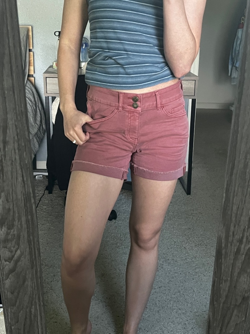 SO mid-rise Rose-Pink Denim Shorts